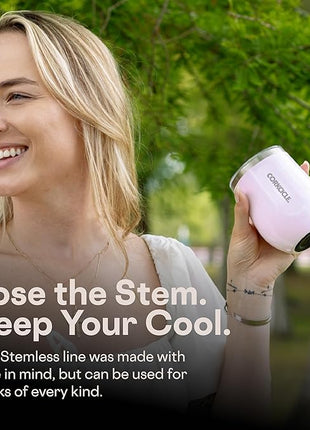 Corkcicle Stemless Insulated Wine Glass Tumbler - Keeps Beverages Cold 6 Hrs Hot 3 Hrs - Stainless Steel - Easy-Grip - Gift for Mom - Great for Mother's Day or Christmas - 12 oz - Mint Lively Floral