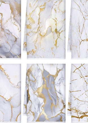 Boyiee Set of 6 Marble Kitchen Towels Gold Dish Towels Absorbent Stylish Marble Tea Towels 24 x 16 Inches Modern Hand Towels Housewarming Gifts for Farmhouse Kitchen Bathroom Decorations