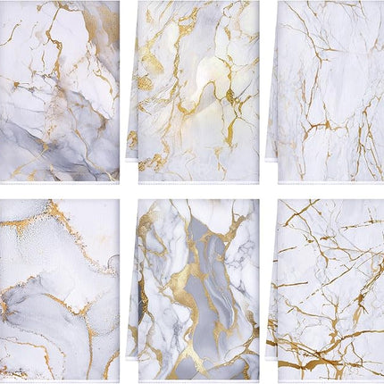 Boyiee Set of 6 Marble Kitchen Towels Gold Dish Towels Absorbent Stylish Marble Tea Towels 24 x 16 Inches Modern Hand Towels Housewarming Gifts for Farmhouse Kitchen Bathroom Decorations