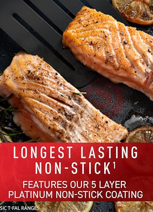 T-fal Platinum Non Stick Cookware Set 12 Piece, Induction, Oven Broiler Safe 500F, Kitchen Cooking Set W/Fry Pans, Saucepans, Saute Pan, Dutch Oven, Utensils, Pots and Pans, Dishwasher Safe, Slate