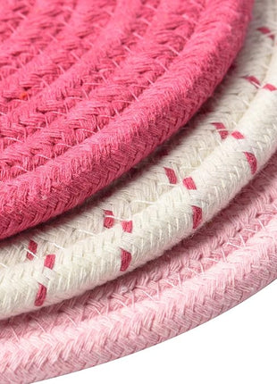 Kitchen Potholders Set Trivets Set 100% Pure Cotton Thread Weave Hot Pot Holders Set (Set of 3) Stylish Coasters, Hot Pads, Hot Mats, Spoon Rest For Cooking and Baking by Diameter 7 Inches (Pink)