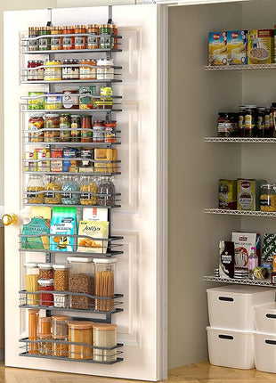Moforoco 9-Tier Over The Door Pantry Organizer, Pantry Organization and Storage, Black Hanging Basket Wall Spice Rack Seasoning Shelves, Home & Kitchen Bedroom Bathroom House Essentials