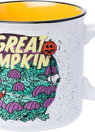 Silver Buffalo Peanuts The Great Pumpkin Featuring Linus and Snooy Halloween Spooky Ceramic Camper Mug, 20 ounces