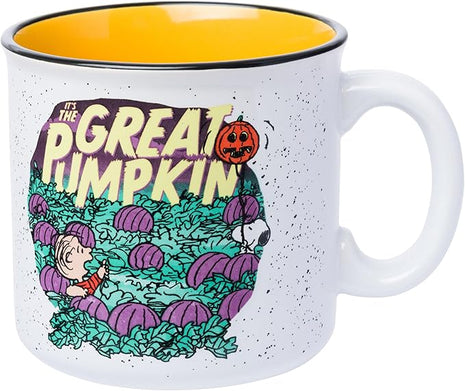 Silver Buffalo Peanuts The Great Pumpkin Featuring Linus and Snooy Halloween Spooky Ceramic Camper Mug, 20 ounces
