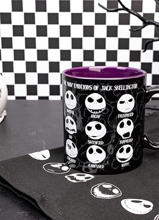 Silver Buffalo Disney Tim Burton's Nightmare Before Christmas Jack Skellington Emotions Ceramic Mug, 20 Ounces