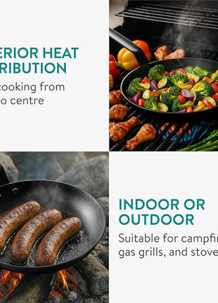 Navaris Nitrided Cast Iron Skillet Pan - Pre-Seasoned Lightweight Non Toxic Frying Pans - Dishwasher Safe Ovenproof No Re-Season Cast Iron Skillets - Dishwasher Safe - 9.8"(25cm)