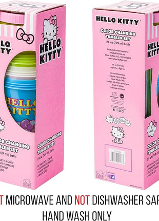 Silver Buffalo Sanrio Hello Kitty Summertime Gardening Color Changing Plastic Tumblers Includes Lid and Straw, 24 Ounces (Pack of 48)