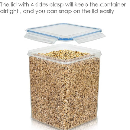 Vtopmart Large Food Storage Containers 5.2L / 175oz, 4 Pieces BPA Free Plastic Airtight Canisters for Flour, Sugar, Baking Supplies, Rice with Lids, 4 Measuring Cups and 24 Labels, Blue