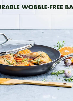 GreenPan Valencia Pro Hard Anodized Healthy Ceramic Nonstick 10" Frying Pan Skillet with Lid, PFAS-Free Cookware, Stainless Steel Handle, Induction Suitable, Dishwasher Safe, Oven Safe, Gray