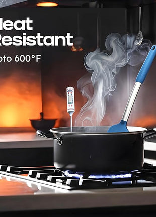 Silicone Spatula Set - Turner Spatulas Silicone Heat Resistant 600°F - Slotted & Solid Spatula for Cooking Fish, Eggs, Pancakes Flipper – Spatulas for kitchen use – Blue