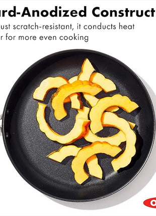 OXO Enhanced 12" Frying Pan Skillet, PFAS-Free Ceramic Nonstick, Durable Hard Anodized Cookware, Scratch Resistant, Stainless Steel Handle, Good Grips, Dishwasher & Oven safe, Black