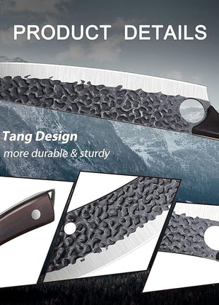 Purple Dragon Butcher Knife Meat Cleaver 7.5 Inch Hand forged Chef Knife Japan High Carbon Steel Knife for Meat Vegetable Full Tang Long Handle Sharp Carving Knife