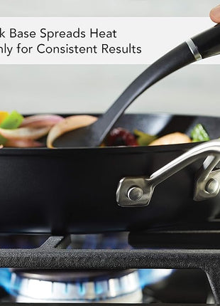 KitchenAid Hard Anodized Induction Nonstick Fry Pan/Skillet with Lid, 12.25 Inch, Matte Black