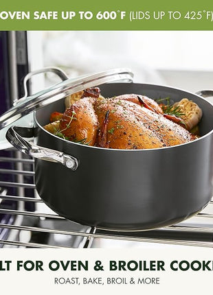 GreenPan 22 Piece Valencia Pro Ceramic Nonstick Cookware Set, PFAS-Free, Induction Ready, Hard Anodized Pots & Pans with Lids, Compatible on All Cooktops, Dishwasher & Oven Safe, Gray