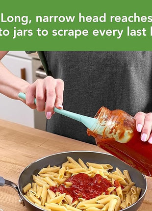 Tovolo Flex-Core Silicone Spatula Jar Scraper - Long-Handled Rubber Spatula with Angled Head for Scooping & Scraping - Heat-Resistant Spatulas for Kitchen Use, Dishwasher Safe & BPA-Free