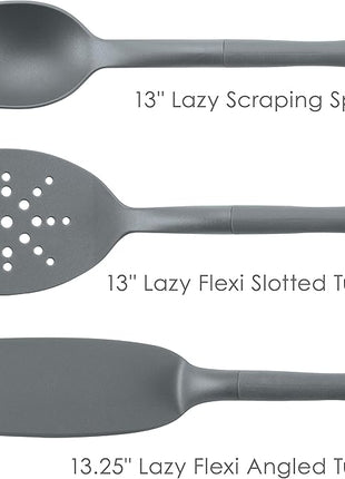 Rachael Ray Tools and Gadgets Spoon, Slotted and Solid Turners Set/ Cooking Utensils - 3 Piece, Gray