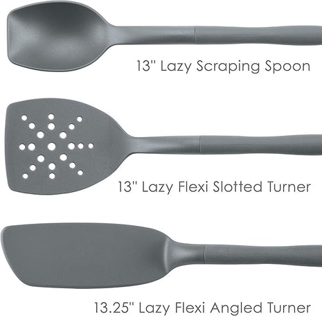Rachael Ray Tools and Gadgets Spoon, Slotted and Solid Turners Set/ Cooking Utensils - 3 Piece, Gray