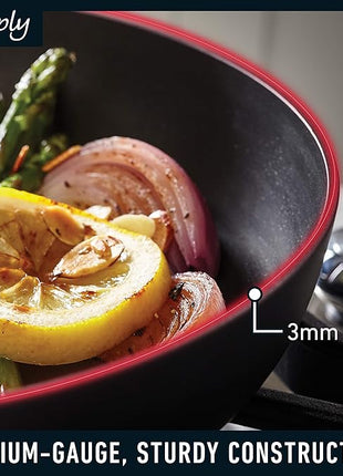 Calphalon 10-Piece Non-Stick Kitchen Cookware Set Black Pots & Pans with Stay-Cool Stainless Steel Handles Hard-Anodized Aluminum for Even Heating