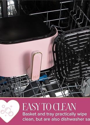 Paris Hilton Air Fryer, Large 6-Quart Capacity, Nonstick Made without PFAS, Touchscreen Display, 8-in-1 (Air Fry, Roast, Broil, Bake, Reheat, Keep Warm, Pizza, Dehydrate), Dishwasher Safe, Pink