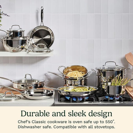 Cuisinart Stainless Steel, 5.5 Quart Sauté Pan w/ Cover, Helper Handle, Chef's Classic, 733-30H