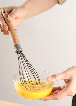 Wooden Kitchen Utensils Set with Holder, NAYAHOSE 9 Pcs Teak Wood Spoons for Cooking Spatula Set with Stainless Steel Storage Barrel