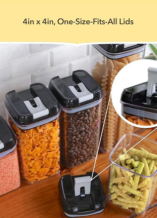 Simply Gourmet Airtight Food Storage Containers with Lids – 14 Piece Assorted Size Kitchen Pantry Organization Set, BPA-Free Clear Plastic, Stackable Containers for Cereal, Flour, Sugar, Rice, Snacks