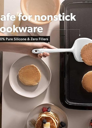 New DI ORO Seamless Series Moda 4-Piece Silicone Turner Spatula Set - 600°F Heat-Resistant Flexible Kitchen Spatulas for Nonstick Cookware - Flippers for Eggs & Pancakes - Utensils for Cooking (Stone)