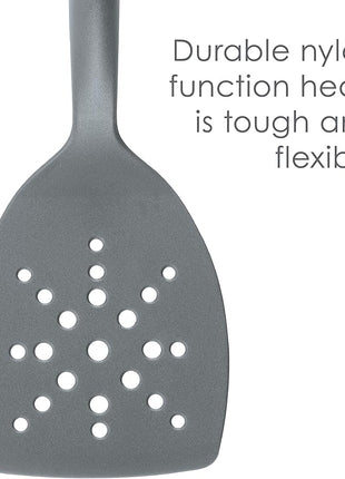 Rachael Ray Tools and Gadgets Spoon, Slotted and Solid Turners Set/ Cooking Utensils - 3 Piece, Gray