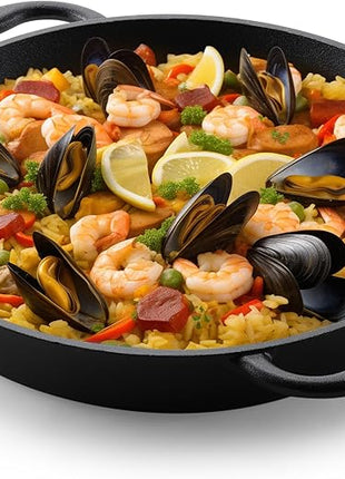 Navaris Cast Iron Skillet Pan - Oven Safe 2 Handle Frying Skillets - Pre Seasoned Pans for Stove or BBQ Cooking - 12 Inch / 30cm