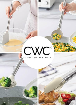 COOK WITH COLOR Silicone Cooking Utensils, Kitchen Utensil Set, Easy to Clean Silicone Kitchen Utensils, Cooking Utensils for Nonstick Cookware, Kitchen Gadgets Set, 10 Pieces, Brown