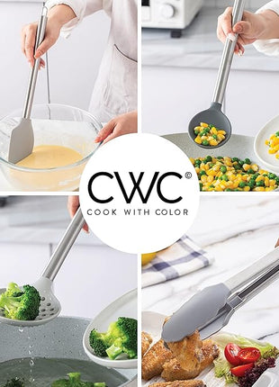 COOK WITH COLOR Silicone Cooking Utensils, Kitchen Utensil Set, Easy to Clean Silicone Kitchen Utensils, Cooking Utensils for Nonstick Cookware, Kitchen Gadgets Set, 10 Pieces, Grey Ombre