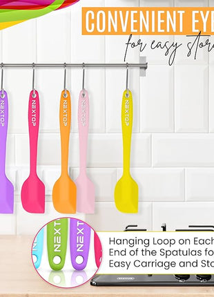 NEXTOP Silicone Spatula 8 Piece Set, Heat-Resistant Non-stick Rubber Spatulas Heat Resistant Seamless One Piece Design Non-Stick Flexible Scrapers Baking Mixing (8.3" Inches)
