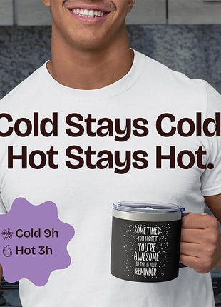 KLUBI Christmas Gifts for Dad – Funny Father Mug, 14oz Black Coffee Cup, Xmas Present for Dad, Thinking of You Coffee Gifts for Men, Birthday Present for Men, Awesome Father Idea