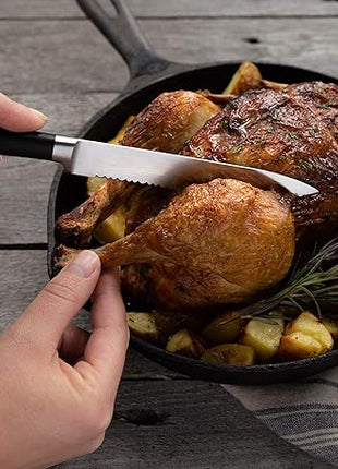 Ginsu Chikara Series Forged 8-Piece Japanese Knife Set, Black - Premium Cutlery Set with 420J Stainless Steel Kitchen Knives and Bamboo Block