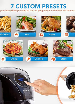 PowerXL Air Fryer 4 QT Maxx, Special Edition 2022, Extra Hot Air Fry, Cook, Crisp, Broil, Roast, Bake, High Gloss Finish, Black (4 Quart)