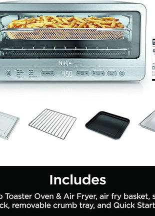 Ninja Flip Toaster Oven&Air Fryer, 8-in-1 Functionality, Flip Up&Away Capability for Storage Space, LargeCapacity, Air Fry Basket, SheetPan, Wire Rack&Removable Crumb Tray, Stainless,1800 watts, SP151
