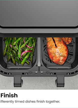 Chefman TurboFry Touch Dual Air Fryer, Maximize The Healthiest Meals With Double Basket Capacity, One-Touch Digital Controls And Shake Reminder For The Perfect Crispy And Low-Calorie Finish