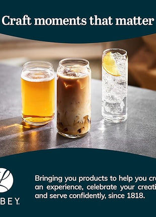 Libbey Classic Can XL Set of Drinking Glasses, Iced Coffee Cups Set of 4, 20 Oz, Dishwasher Safe Glass Beer Cups for Beverages and Cocktails