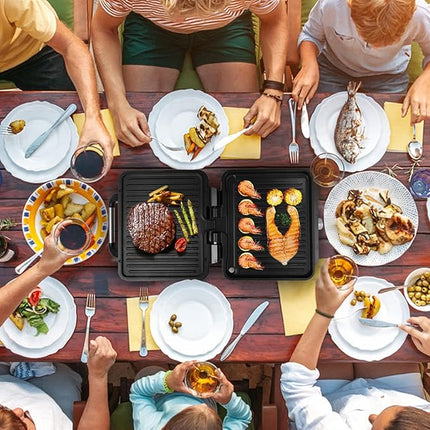 MONXOOK Panini Press Sandwich Maker, 4 Slices Panini Grill Non-Stick Coated Plates, Panini Makers with Temperature Control, Opens 180 Degrees, Removable Drip Tray, 1400W, Stainless Steel