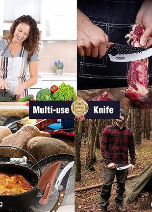 Huusk Viking Knives, Japanese Style Meat Cleaver Knives, Forged Boning Knife with Sheath, High Carbon Steel Chef Knives for Kitchen, Camping or BBQ Thanksgiving Christmas Gifts
