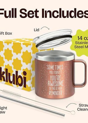 KLUBI Birthday Gifts for Mom From Daughter Sometimes You Forget You Are Awesome Gifts for Women 14oz Mug Birthday Present for Women Who Have Everything Fun Teacher Appreciation Gift for Friends
