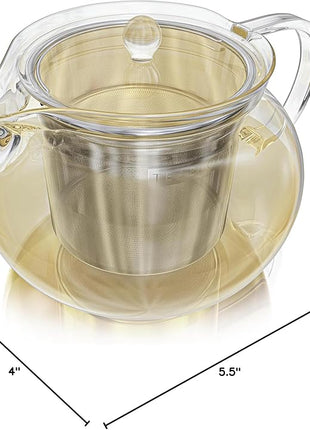 Teabloom Kyoto 2-in-1 Tea Kettle/Tea Maker – Heatproof Glass Teapot with Removable Loose Tea Filter – Tea Connoisseur's Choice