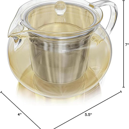 Teabloom Kyoto 2-in-1 Tea Kettle/Tea Maker – Heatproof Glass Teapot with Removable Loose Tea Filter – Tea Connoisseur's Choice