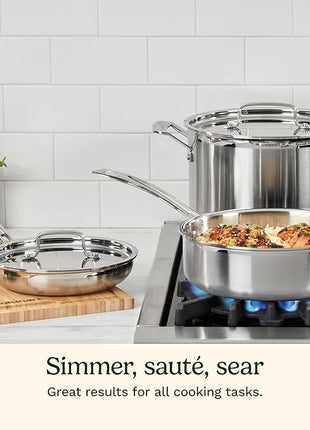 Cuisinart 15 Piece Cookware Set, MultiClad Pro Triple Ply, Silver, MCP-15N