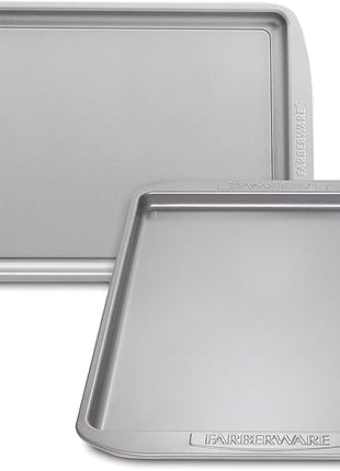 Farberware Nonstick Bakeware Set, Nonstick Cookie Sheets / Baking Sheets - 2 Piece, Gray