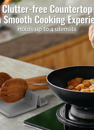 Zulay Silicone Utensil Rest - BPA-Free, Durable Spoon Rest with Drip Pad - Heat-Resistant Spoon Rest for Stove Top - Spoon Rest for Kitchen Counter - Kitchen Gadgets & Kitchen Utensils Holder - 2 Pack