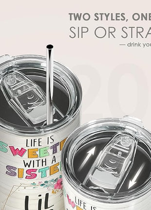 SANDJEST Sister Gifts 20oz Stainless Steel Insulated Travel Mug, Gifts for Women, Girls, Birthday, Christmas