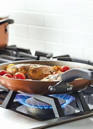 Farberware Cookstart DiamondMax Nonstick Cookware/Pots and Pans Set, Dishwasher Safe, Includes Baking Pan and Cooking Tools, 15 Piece - Copper