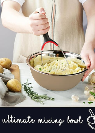 WHYSKO Stainless Steel Mixing Bowl Set, 10 Piece Stainless Steel Mixing Bowls with Lids Set for Food Prep Storage and Serving, Dishwasher Safe for Kitchen Baking Cooking, Khaki