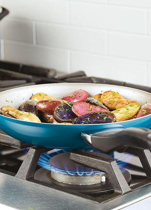 Farberware 20361 Dishwasher Safe Nonstick Cookware Set / Pots and Pans Set - 15 Piece, Blue